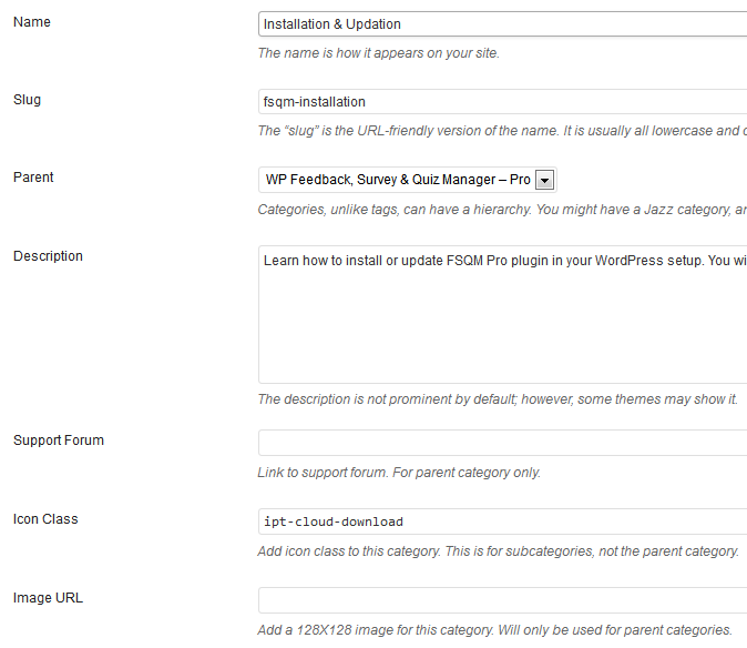 Child Category Settings