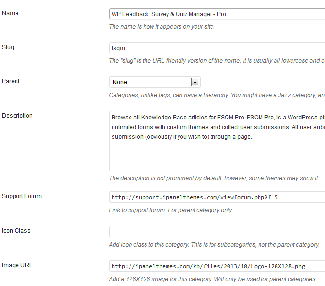 Parent Category Settings