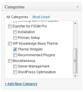 Selecting a child category