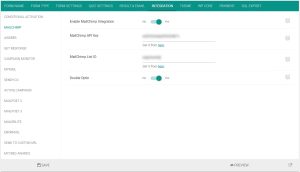 Mailchimp integration settings