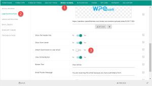 Disable submision in user notification