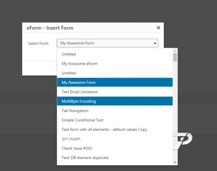 eForm-form-shortcode-options