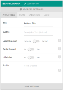 Address Element Appearance