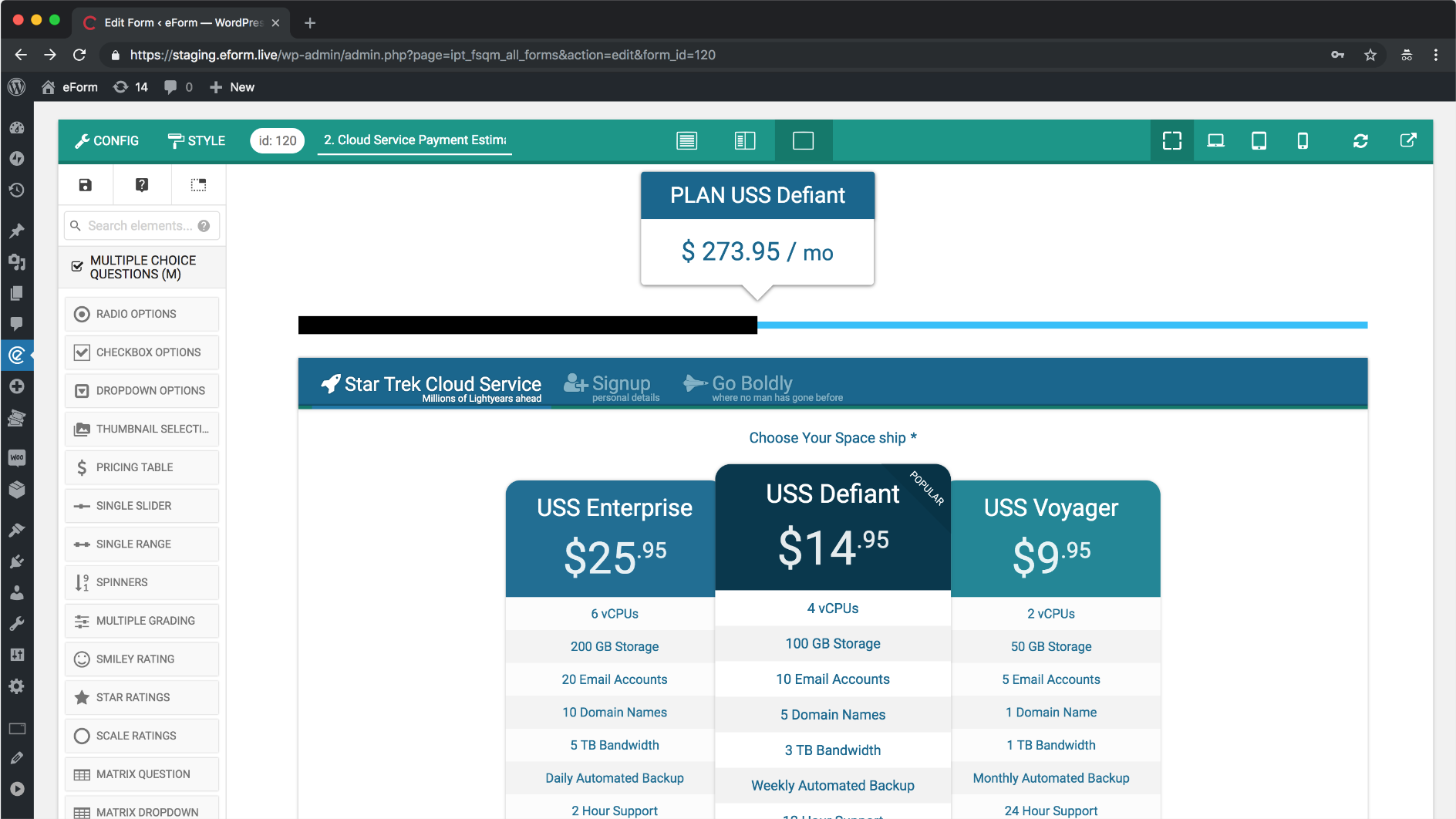 Payment and cost Estimator.